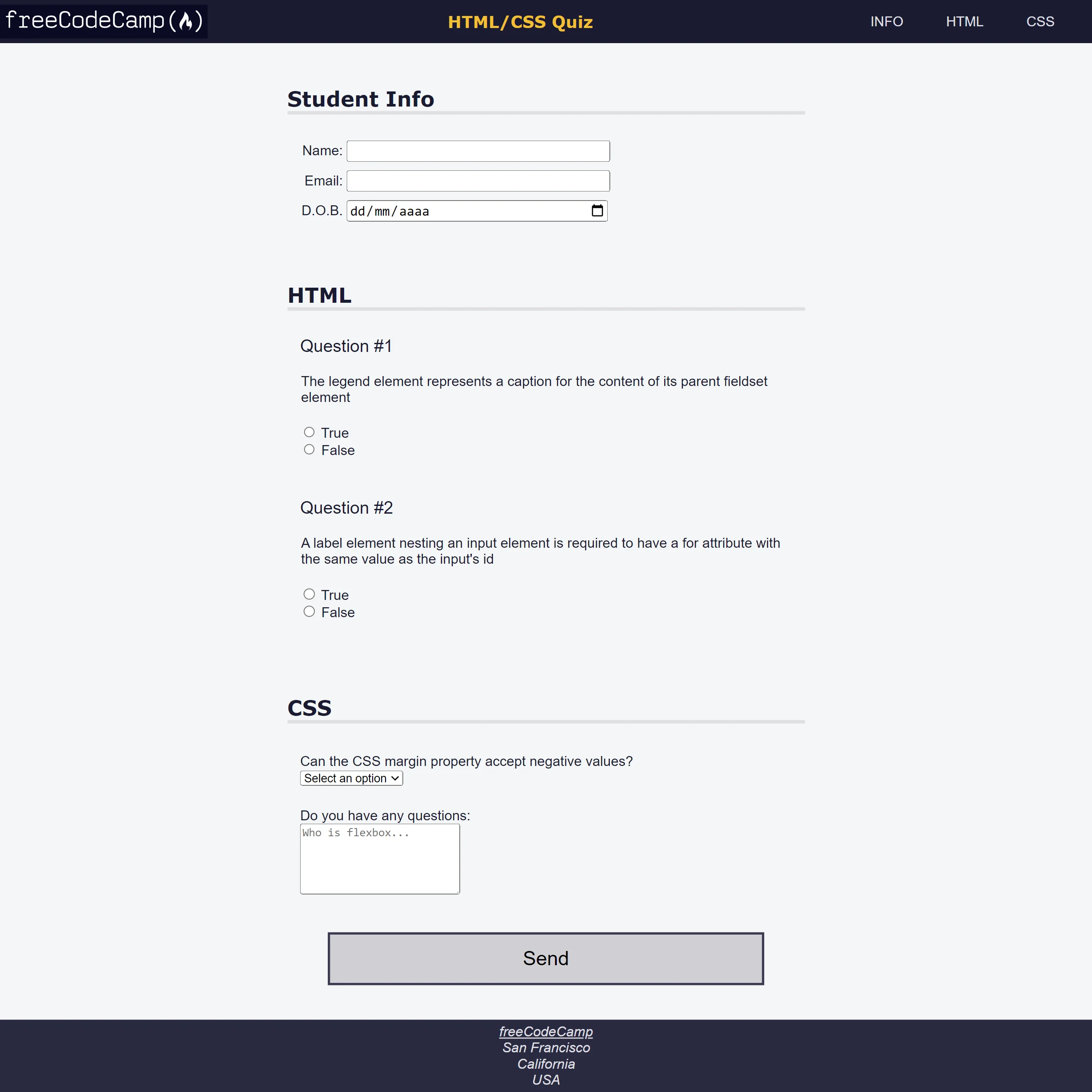 Accessibility Quiz Project Screenshot.